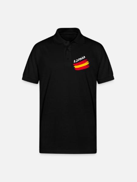 Espana Spain Spanish Flag Brush Design - Gildan Unisex 50/50 Jersey Polo - black