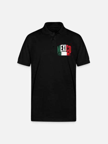 Mexico Flag - Gildan Unisex 50/50 Jersey Polo - black