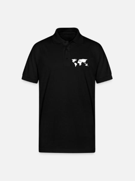 World Map - Gildan Unisex 50/50 Jersey Polo - black
