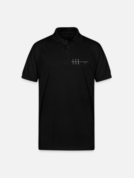 Red R Pulse ECG Rhythm - Gildan Unisex 50/50 Jersey Polo - black
