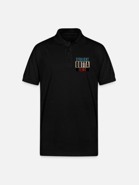 Straight Outta Flint Michigan MI - Gildan Unisex 50/50 Jersey Polo - black