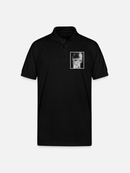 Monochrome Skull Halftone - Gildan Unisex 50/50 Jersey Polo - black