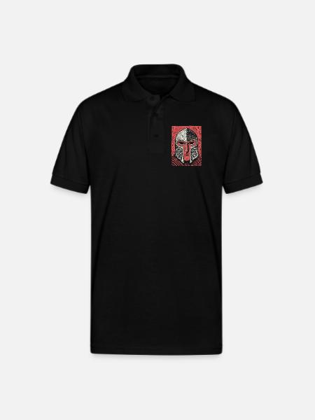 Spartan Helmet Halftone Icon - Gildan Unisex 50/50 Jersey Polo - black