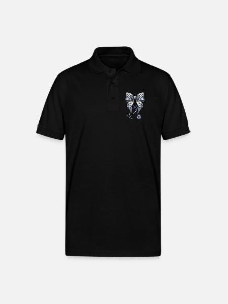 Floral Bow Stethoscope - Gildan Unisex 50/50 Jersey Polo - black