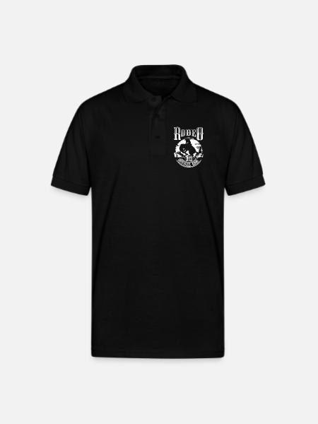 Rodeo Rider Silhouette Badge - Gildan Unisex 50/50 Jersey Polo - black