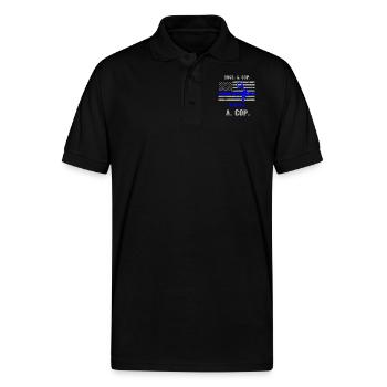 American Cop - Once a cop, always a cop - Gildan Unisex 50/50 Jersey Polo - black - Front