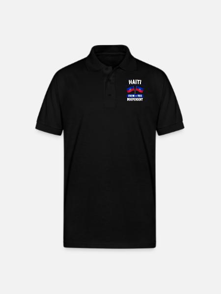 Haiti - Gildan Unisex 50/50 Jersey Polo - black