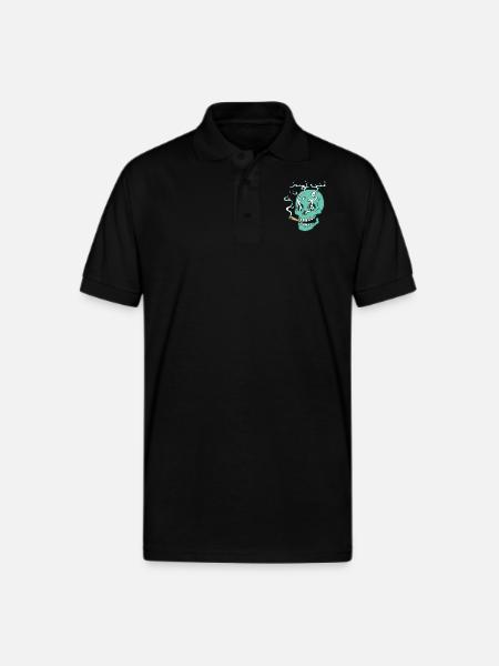 Smoked skull - Gildan Unisex 50/50 Jersey Polo - black