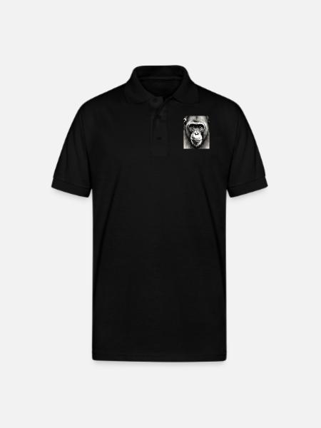 Chimp in Charcoal 2 - Gildan Unisex 50/50 Jersey Polo - black