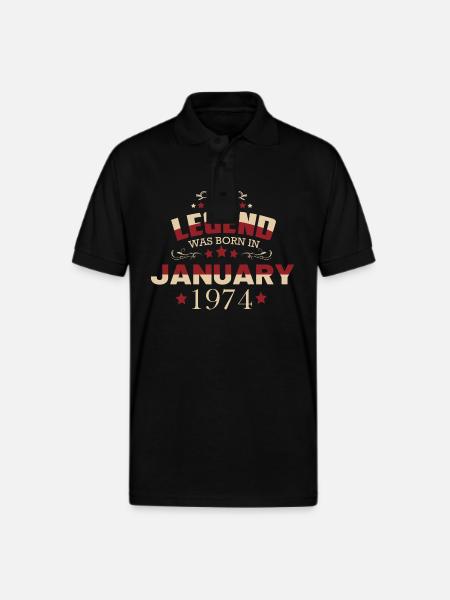 January 1974 birthday - Gildan Unisex 50/50 Jersey Polo - black