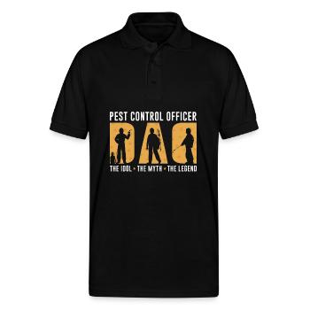 Pest Control Officer Dad The Idol Insect Solution - Gildan Unisex 50/50 Jersey Polo - black - Front