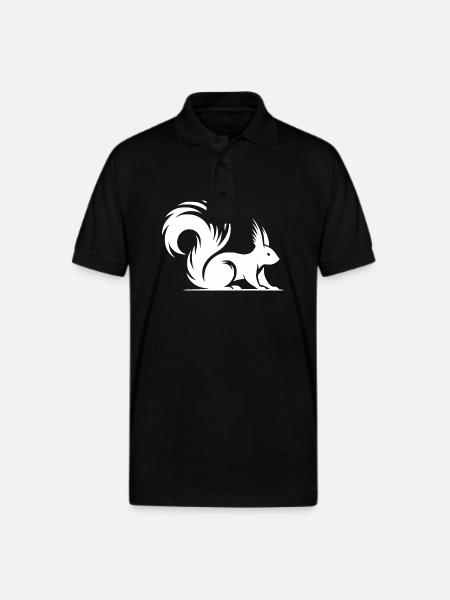 Squirrel Tattoo Style Drawing - Gildan Unisex 50/50 Jersey Polo - black
