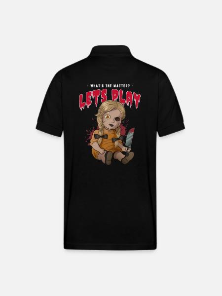 Halloween Doll - Gildan Unisex 50/50 Jersey Polo - black