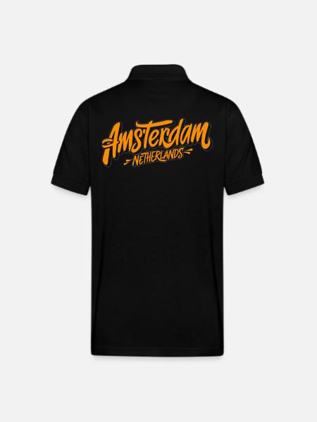 Amsterdam Netherlands Souvenir Charm - Gildan Unisex 50/50 Jersey Polo - black