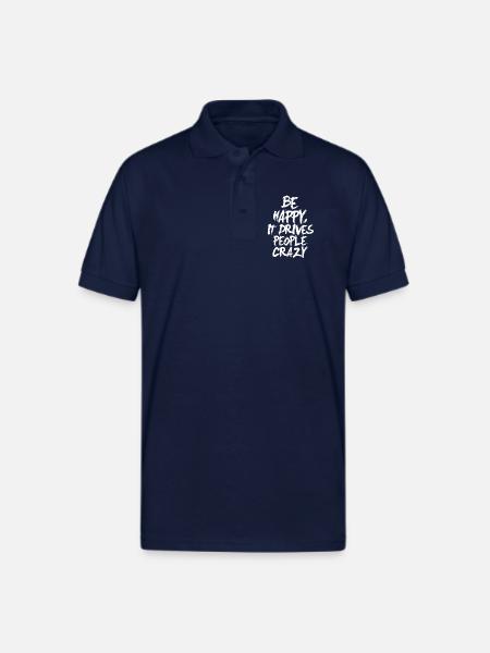Be Happy (dark) - Gildan Unisex 50/50 Jersey Polo - navy