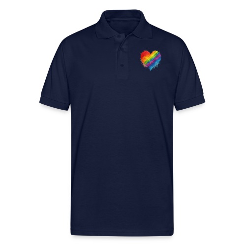 Watercolor Rainbow Pride Heart - LGBTQ LGBT Pride - Gildan Unisex 50/50 Jersey Polo