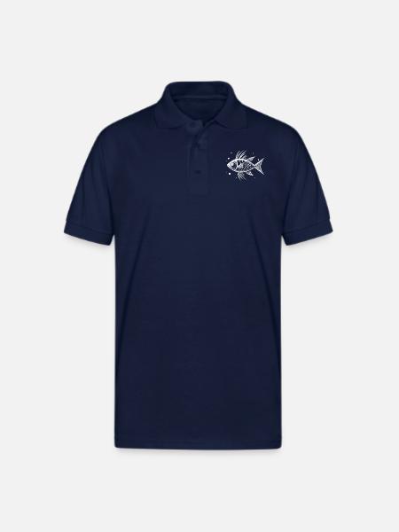 White Fish 2 - Gildan Unisex 50/50 Jersey Polo - navy