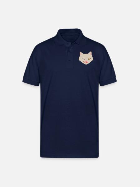 Cat Face Funny - Gildan Unisex 50/50 Jersey Polo - navy