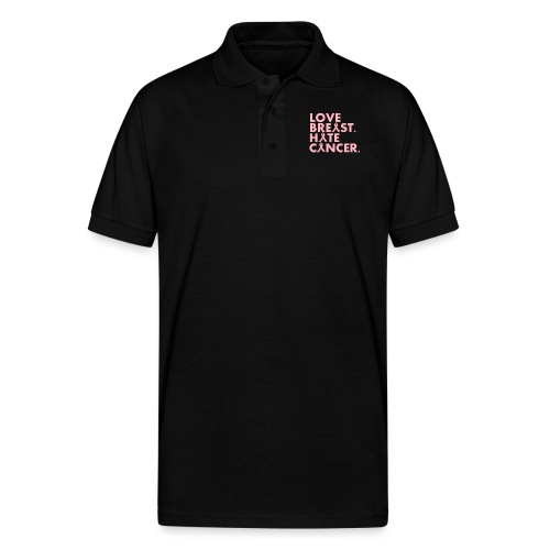 Love Breast. Hate Cancer. Breast Cancer Awareness) - Gildan Unisex 50/50 Jersey Polo