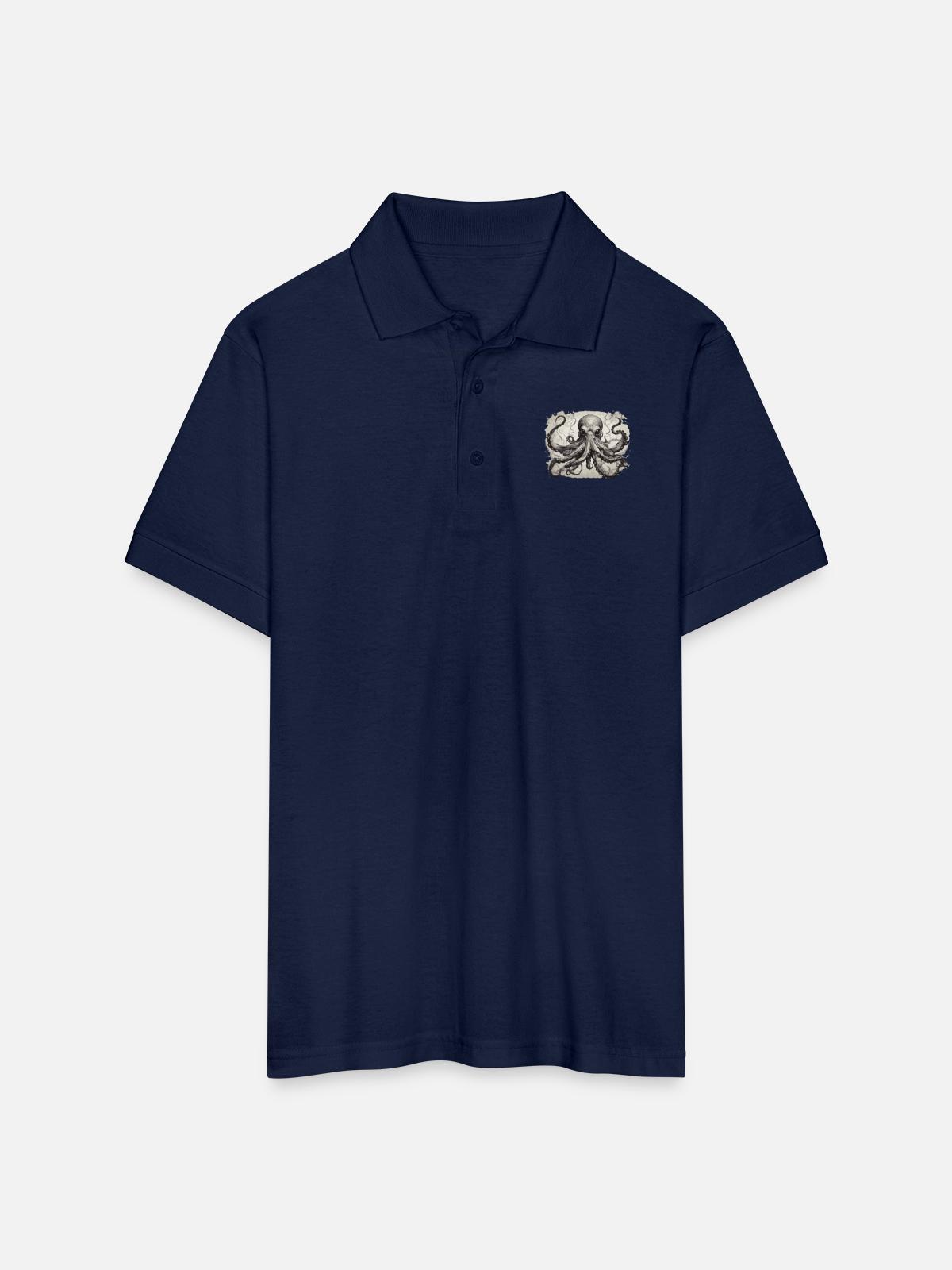 octopus1 - Gildan Unisex 50/50 Jersey Polo - navy - Front