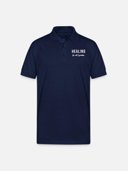 Healing Is Not Linear - Gildan Unisex 50/50 Jersey Polo - navy