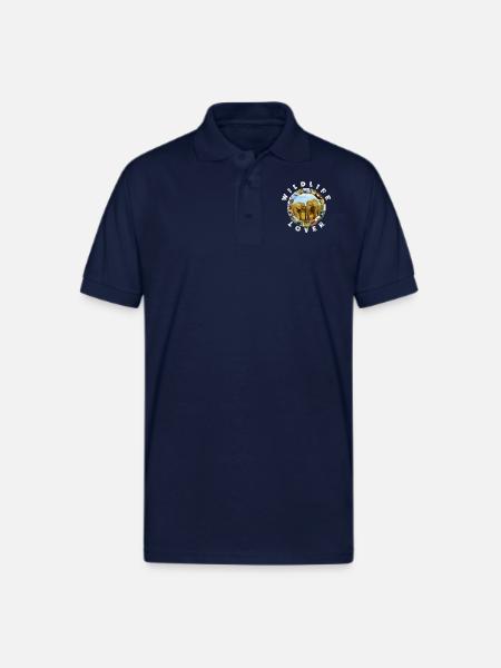 Wildlife Lover Blue Sky Elephants - Gildan Unisex 50/50 Jersey Polo - navy