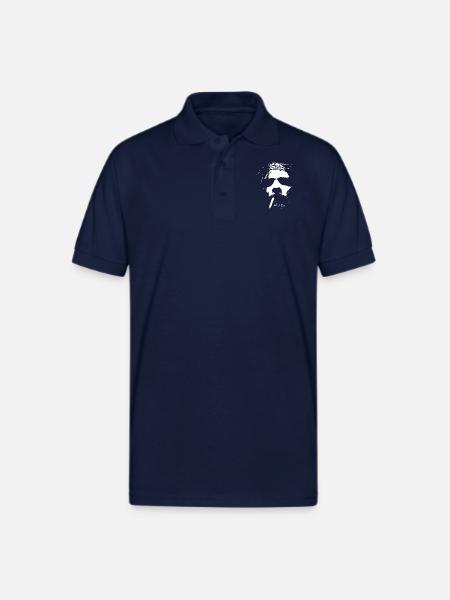 Smoking man with beard - Gildan Unisex 50/50 Jersey Polo - navy