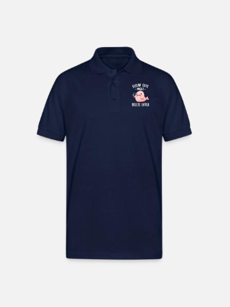 Funny Blobfish Selfie - Gildan Unisex 50/50 Jersey Polo - navy