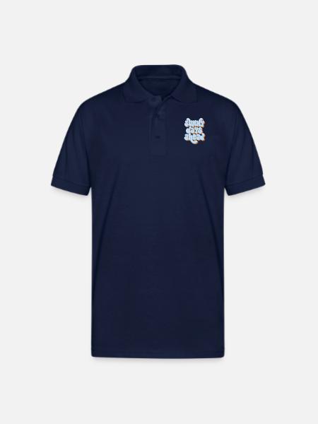 Sunny Days Ahead Retro 3D Typography Design - Gildan Unisex 50/50 Jersey Polo - navy