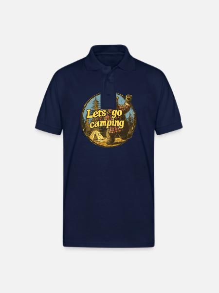Lets Go Camping Bear - Gildan Unisex 50/50 Jersey Polo - navy