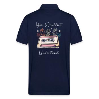 90s Cassette Tape - Gildan Unisex 50/50 Jersey Polo - navy - Back