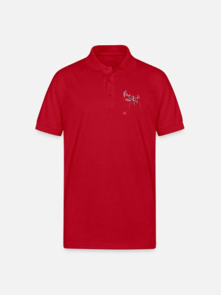 Whisper Cat Inkwash Portrait - Gildan Unisex 50/50 Jersey Polo - red