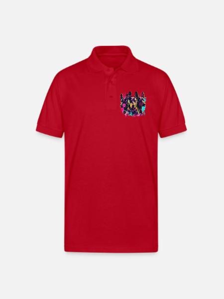Neon Doberman Trio Splash - Gildan Unisex 50/50 Jersey Polo - red