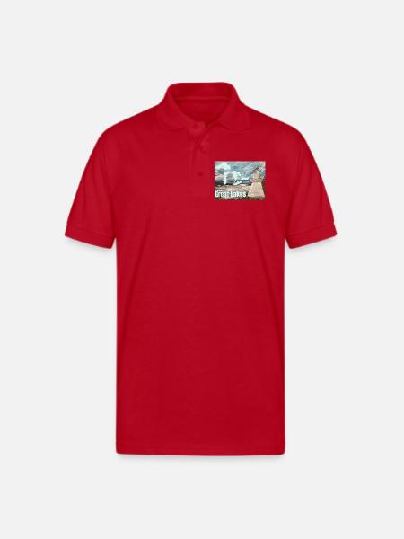Great Lakes Lighthouse Poster - Gildan Unisex 50/50 Jersey Polo - red