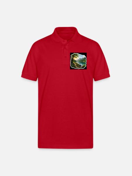 Lakeside Trail in Alpine Sun - Gildan Unisex 50/50 Jersey Polo - red