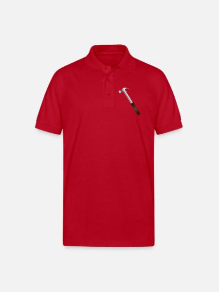 Hammer Carving: Rustic Tool Graphic - Gildan Unisex 50/50 Jersey Polo - red