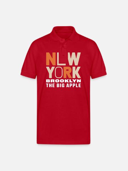 New York Brooklyn - The Big Apple Classic Design - Gildan Unisex 50/50 Jersey Polo - red