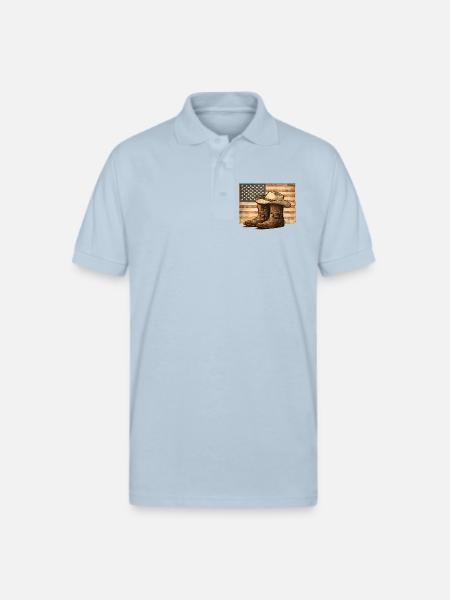 Rustic Rodeo Patriot Western Americana - Gildan Unisex 50/50 Jersey Polo - light blue