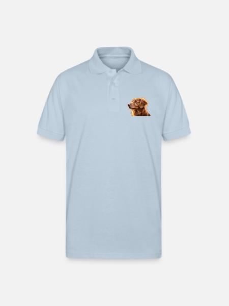 Warm Golden Retriever Silhouette Art - Gildan Unisex 50/50 Jersey Polo - light blue