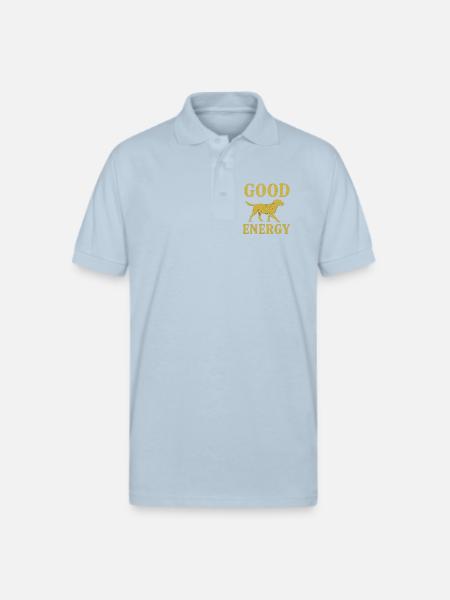Good Energy Dog Illustration - Gildan Unisex 50/50 Jersey Polo - light blue