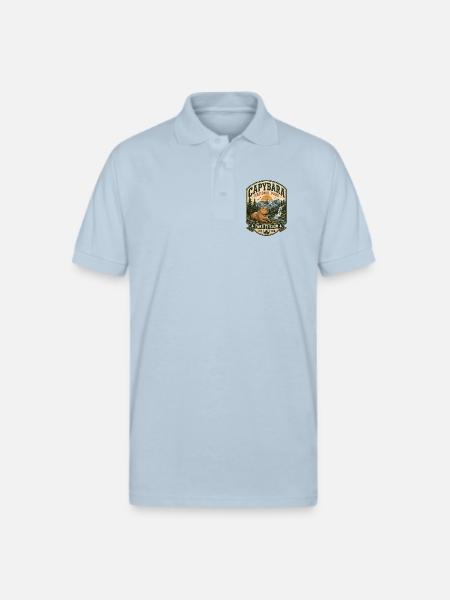 Capybara National Park Patch - Gildan Unisex 50/50 Jersey Polo - light blue