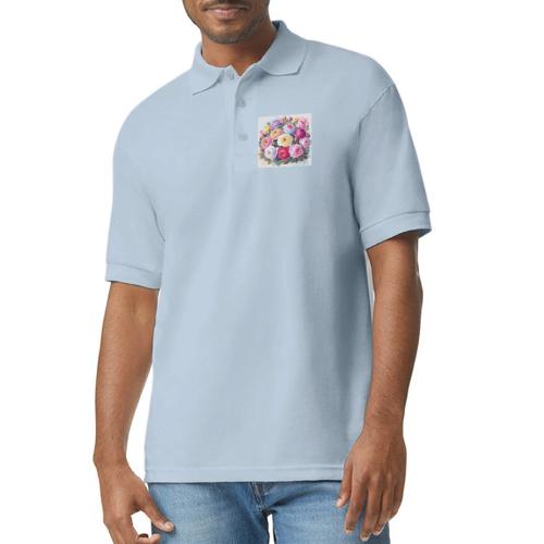 beautiful flowers floral design, wellness, nature - Gildan Unisex 50/50 Jersey Polo