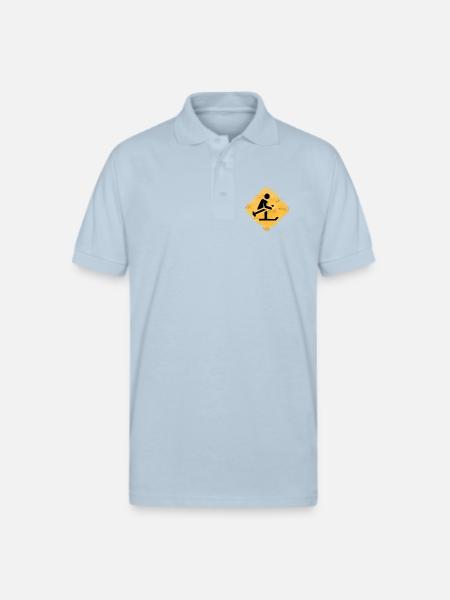 Snowboard Jump Hazard Sign - Gildan Unisex 50/50 Jersey Polo - light blue