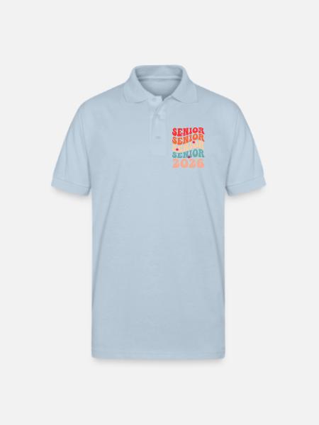Senior Class 2026 Floral Rainbow - Gildan Unisex 50/50 Jersey Polo - light blue