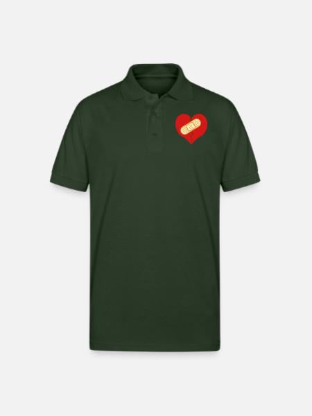 broken heart with bandaid - Gildan Unisex 50/50 Jersey Polo - forest green