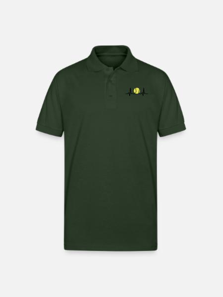 Tennis ECG, Heartbeat & Tennis Ball - Gildan Unisex 50/50 Jersey Polo - forest green