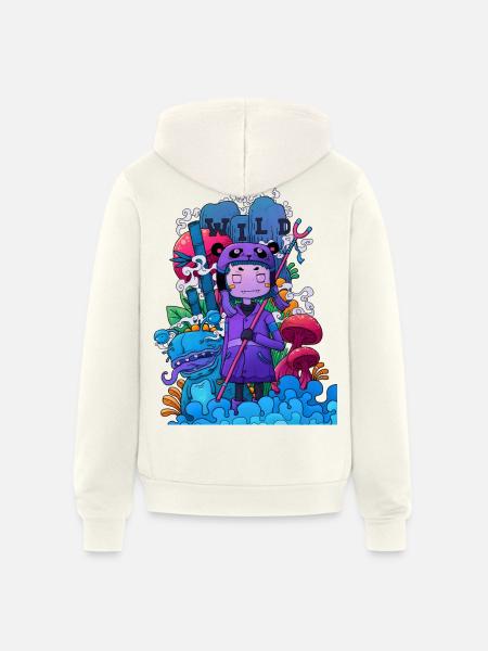 Wild Dreamer Neon Mushrooms - Unisex Full Zip Hoodie - vintage white