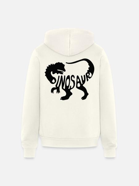 Bold Dinosaur Silhouette T-Shirt Design - Unisex Full Zip Hoodie - vintage white