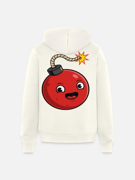 Playful Cartoon Bomb Design - Unisex Full Zip Hoodie - vintage white
