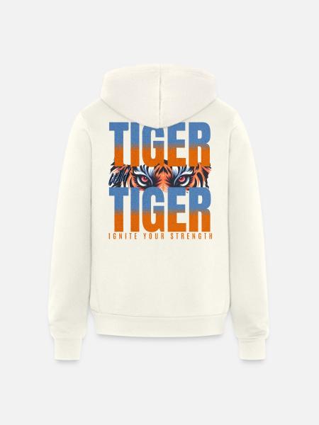 Tiger Ignite Strength - Unisex Full Zip Hoodie - vintage white